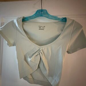 Light Green Ruched Crop Top